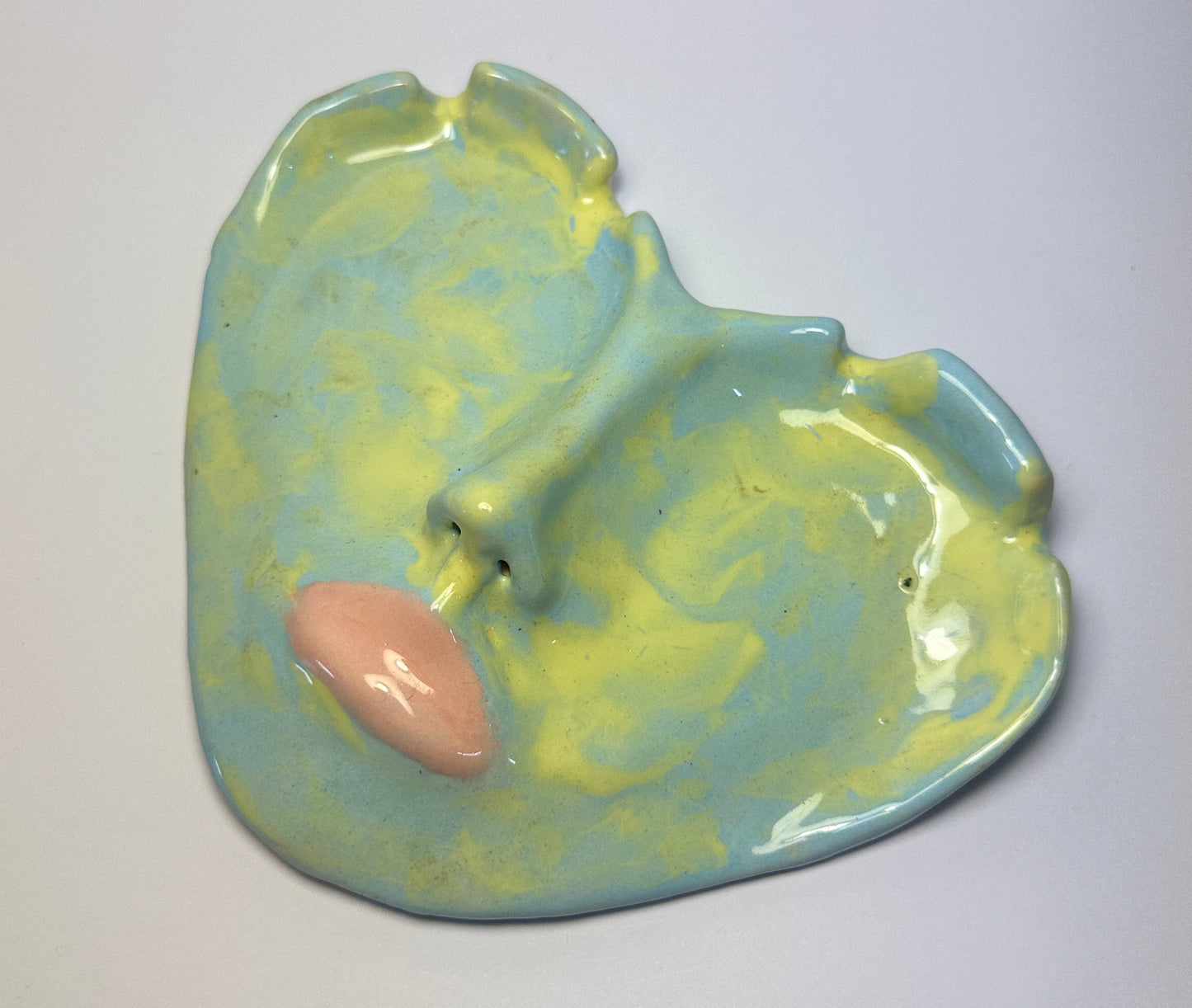 Heart ashtray blue yellow pink